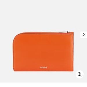 NWOT Ganni Textured Leather Orange Pouchette
